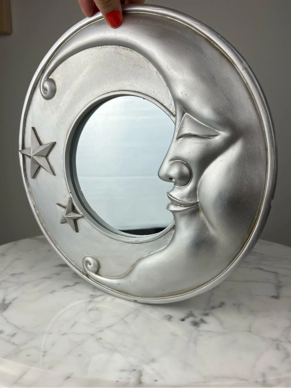 Vintage 90s Celestial Cresent Moon & Stars Round Wall Mirror – Whimsigoth